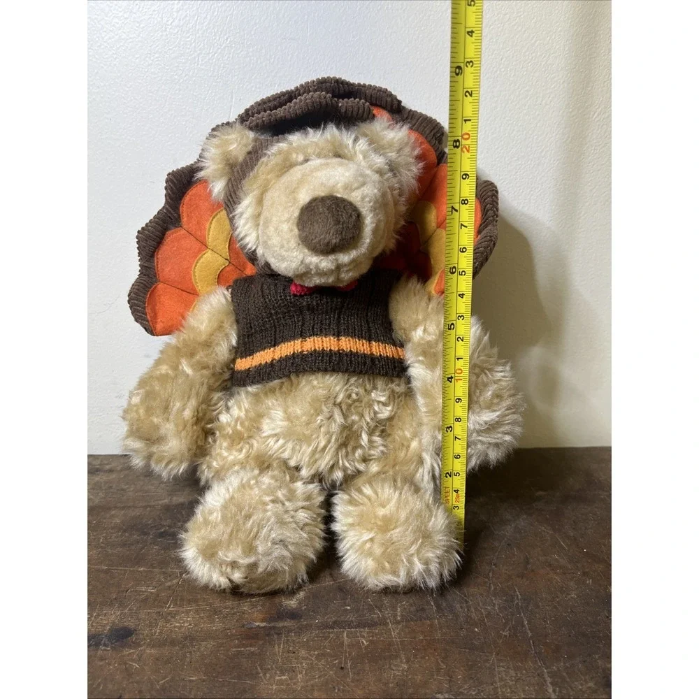 Vintage GUND Teddy Bear Turkey Sweater Tail Feathers Fall Thanksgiving 9